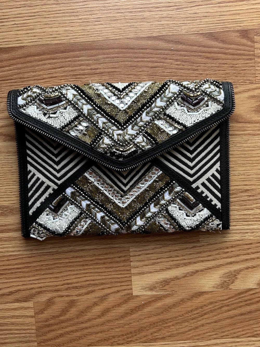 Rebecca Minkoff Wonder Leo Envelope Beaded Clutch Bag Purse